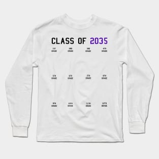 Class of 2035 Grow with Me Graduation First Day Handprints Long Sleeve T-Shirt